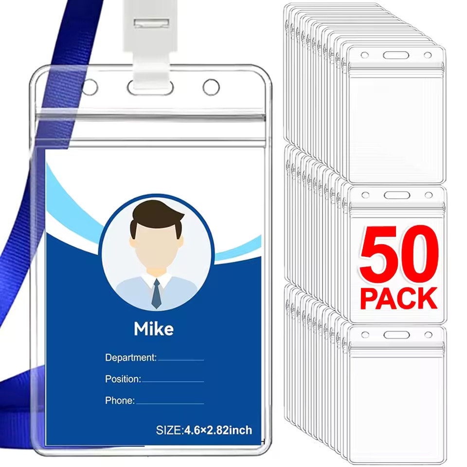 Index Card Holder - 50/40/10/1PCS Transparent Name ID Badge Holder