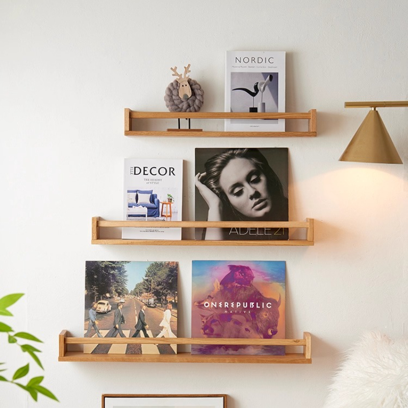 Magazine Holder Rack - Kitchen Spice Organizer, Solid Wood Wall