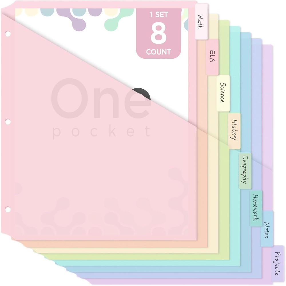 8 pcs Durable A4 Pastel Binder - Tab Divider A4 ulasan dan harga